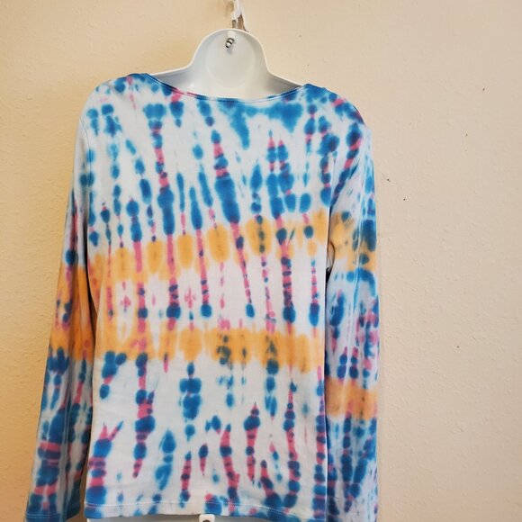 Karen Scott Women's Tie Dye Long sleeve Round neck t-shirt 100% Cotton size M. - Picture 4 of 11
